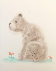 おうちで楽しむ、100均パステルを使った子熊イラストの描き方