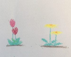 百均パステルで描く初心者向けパステル画！チューリップとたんぽぽのイラストの描き方の解説！